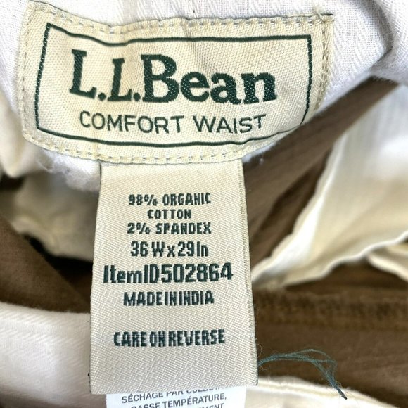 L.L. Bean Pants Mens Size 36x29 Stretch Country Corduroy Pants Natural Fit Brown - Picture 4 of 4
